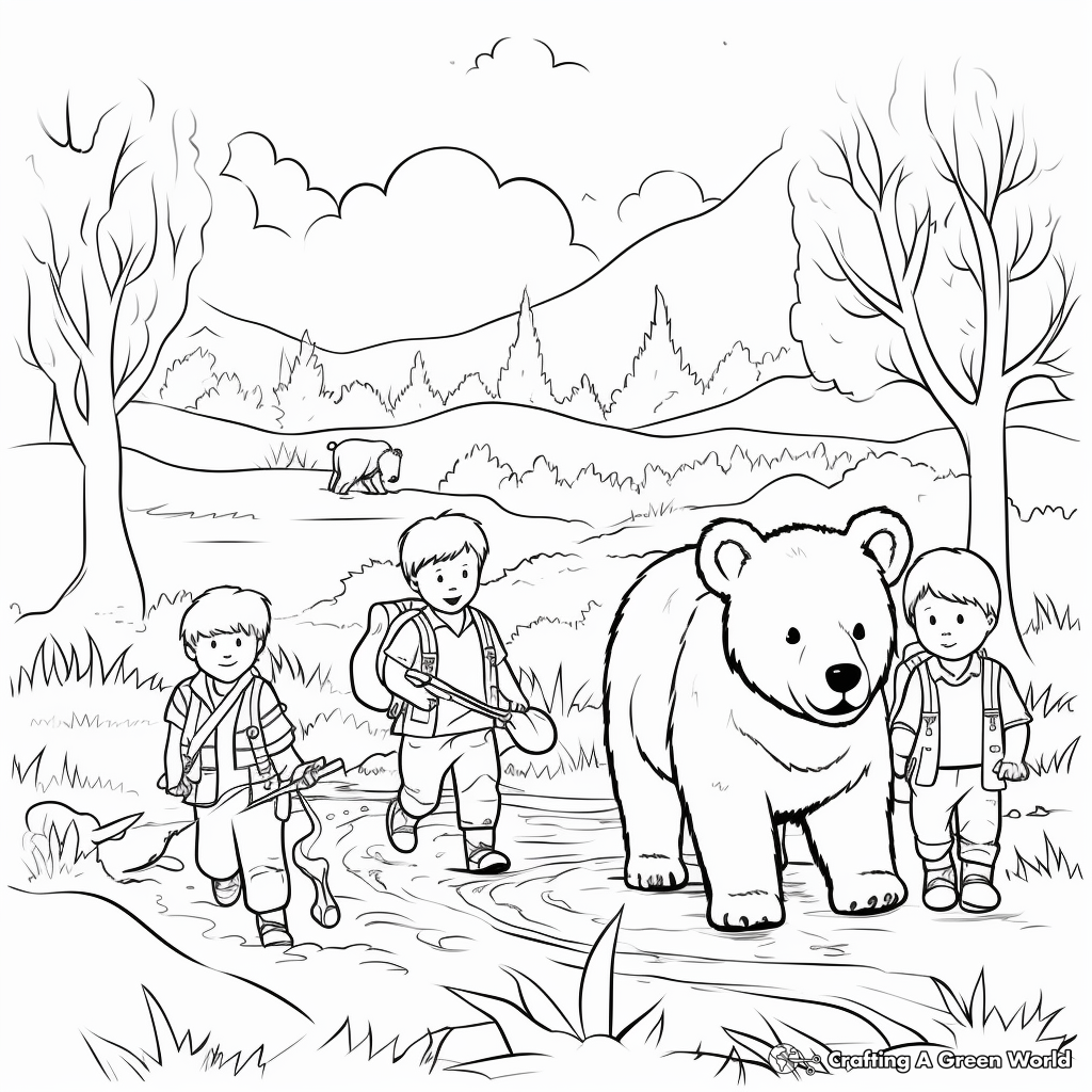 Bear Hunt with Friends Coloring Pages 1