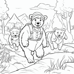 Bear Hunt with Friends Coloring Pages 2