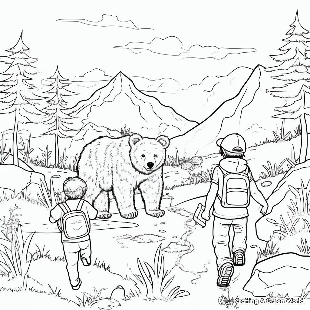 Bear Hunt with Friends Coloring Pages 3