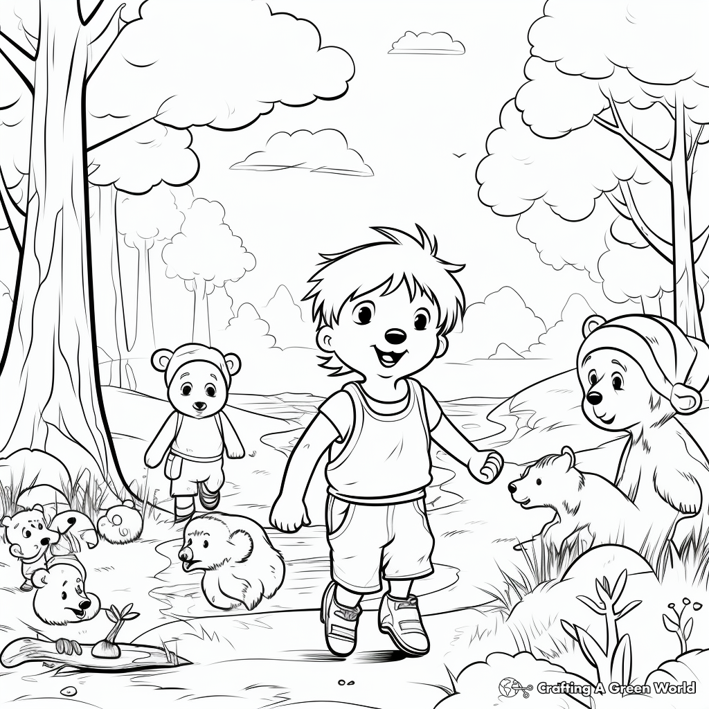 Bear Hunt with Friends Coloring Pages 4