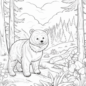Bear In The Wild: Forest Scene Coloring Pages 2
