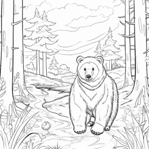 Bear In The Wild: Forest Scene Coloring Pages 3