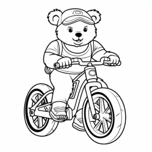 Bear On a Bike: Active Bear Coloring Pages 2