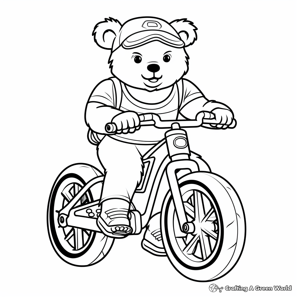 Bear On a Bike: Active Bear Coloring Pages 2