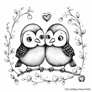 Beautiful "Love Birds" Anniversary Coloring Pages 2