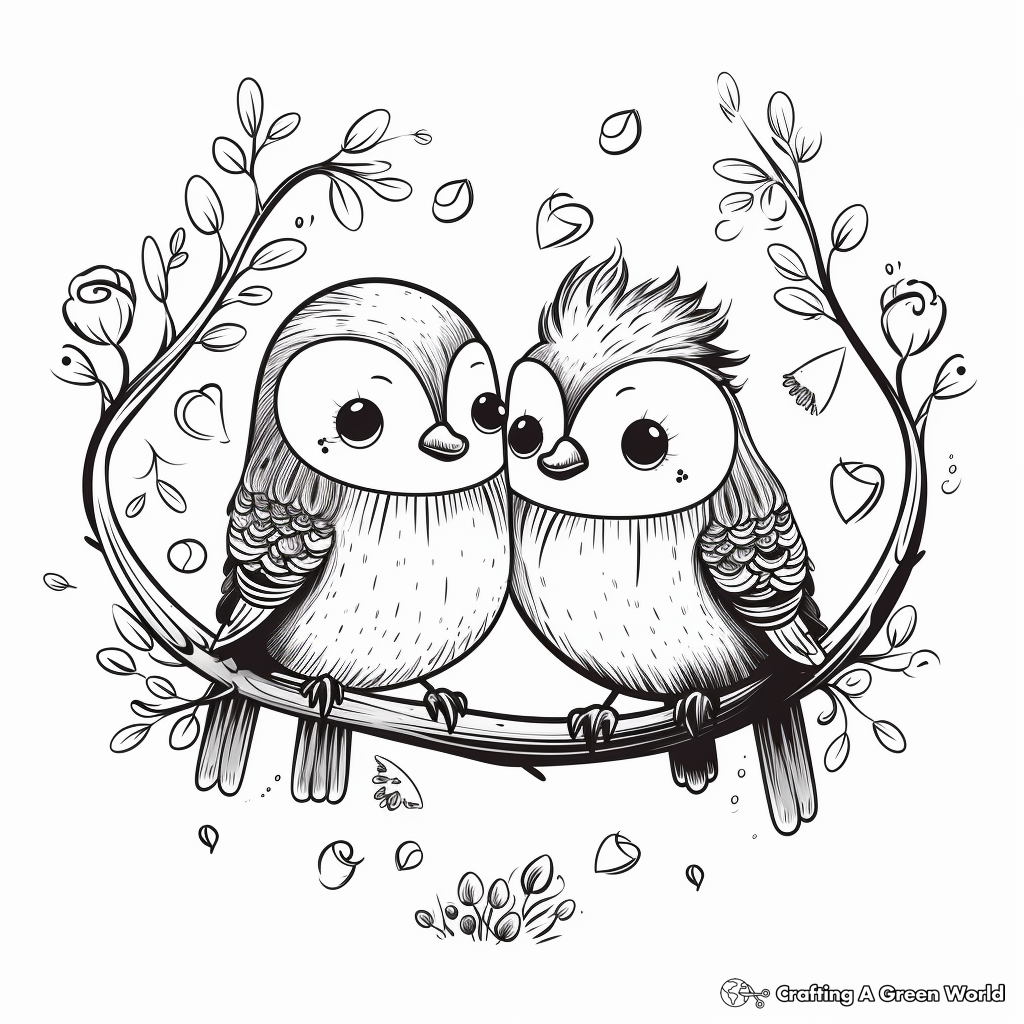 Beautiful "Love Birds" Anniversary Coloring Pages 4