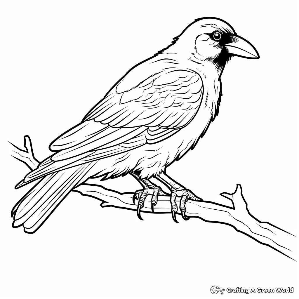 Beautiful Black Raven Coloring Pages 2