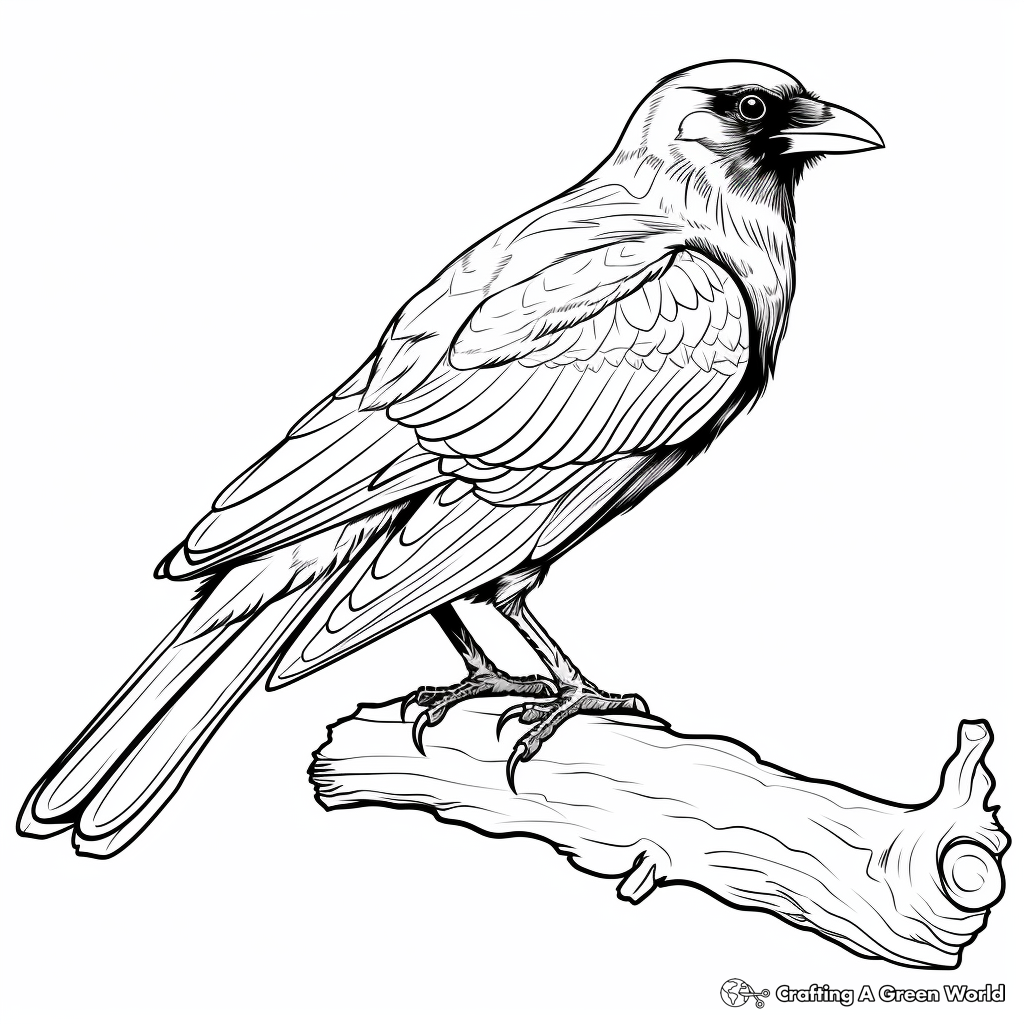 Beautiful Black Raven Coloring Pages 3