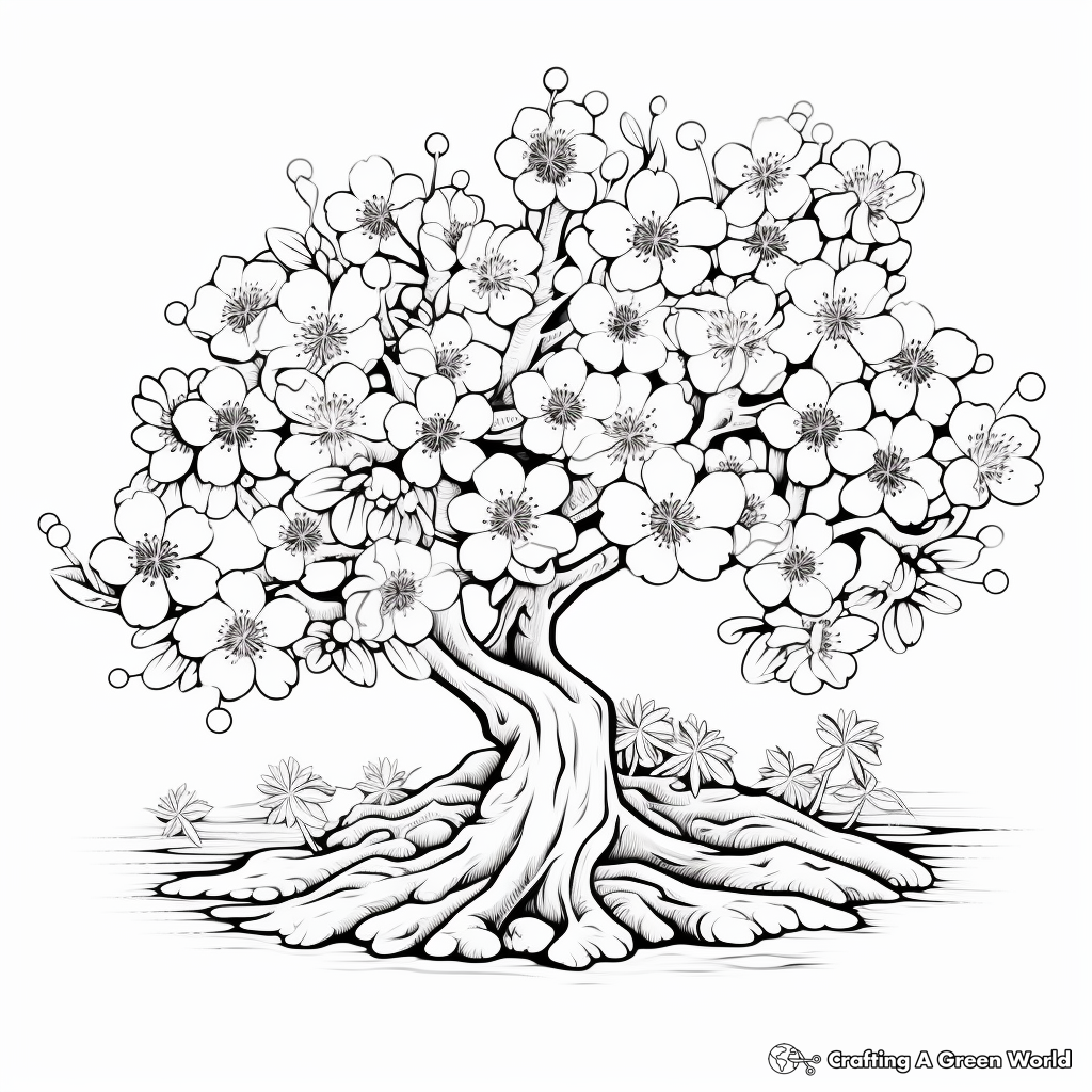 Beautiful Blooming Cherry Blossom Coloring Pages 1