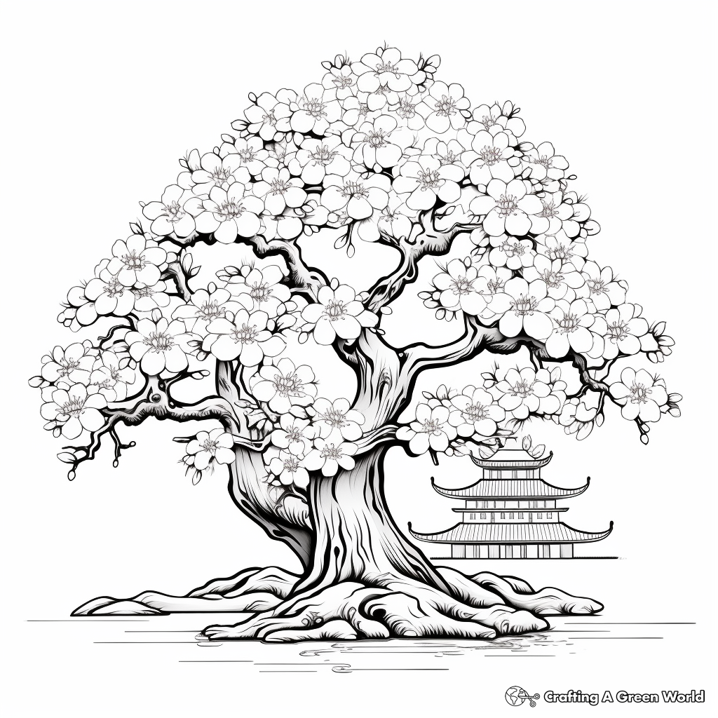 Beautiful Blooming Cherry Blossom Coloring Pages 3