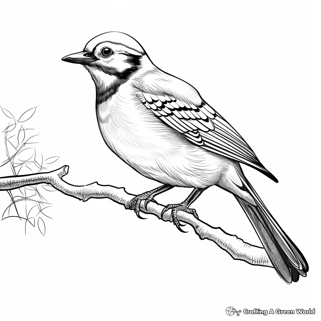 Beautiful Blue Jay Bird Coloring Pages 1