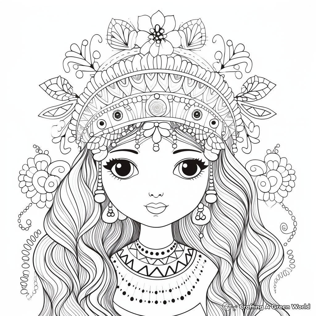 Beautiful Bohemian Rainbow Coloring Pages 3