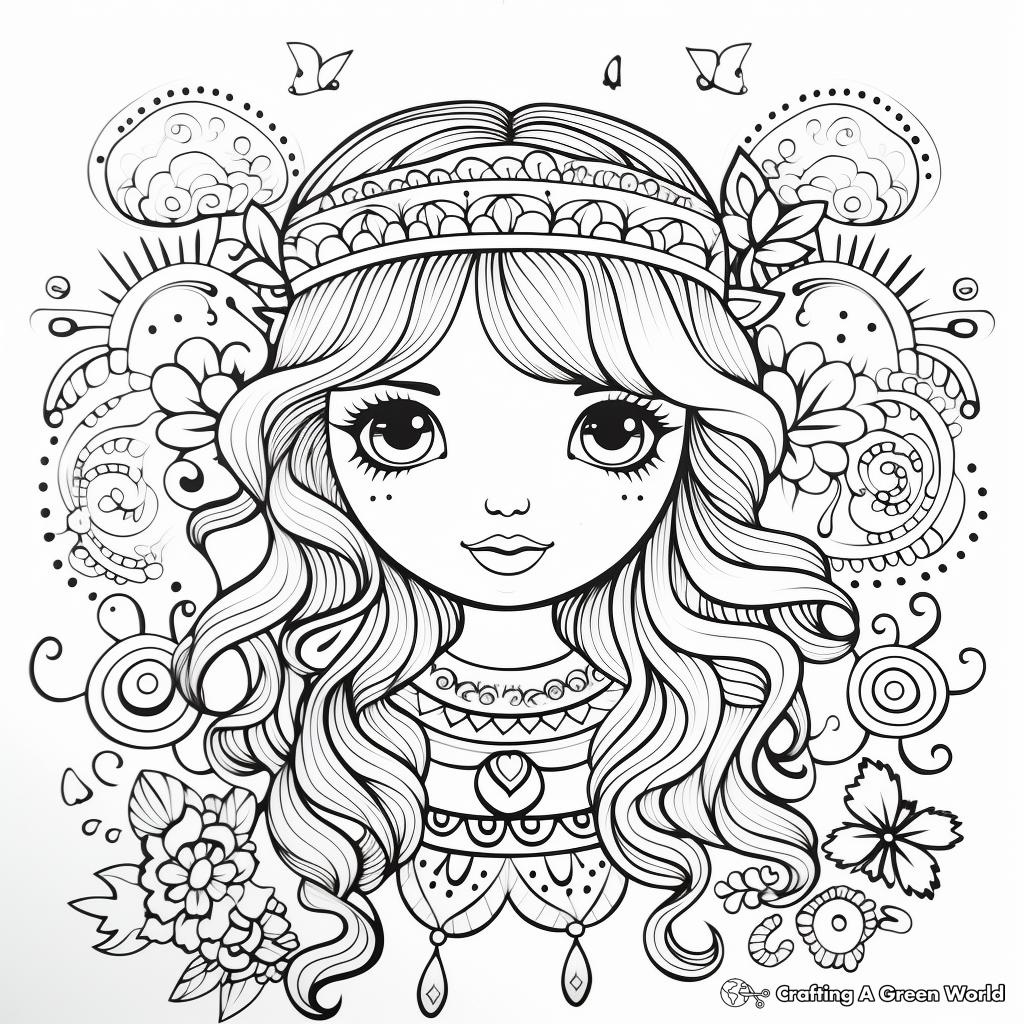 Beautiful Bohemian Rainbow Coloring Pages 4