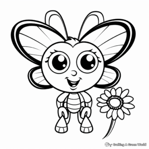 Beautiful Butterfly with Flower Coloring Pages 2