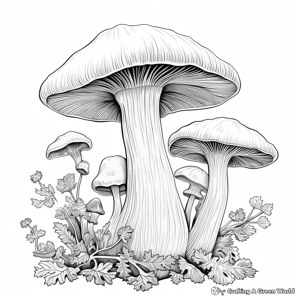 Beautiful Chanterelle Mushroom Coloring Pages 2