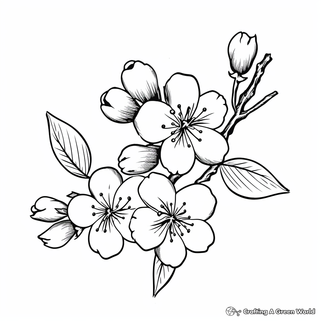 Beautiful Cherry Blossom Coloring Pages 3