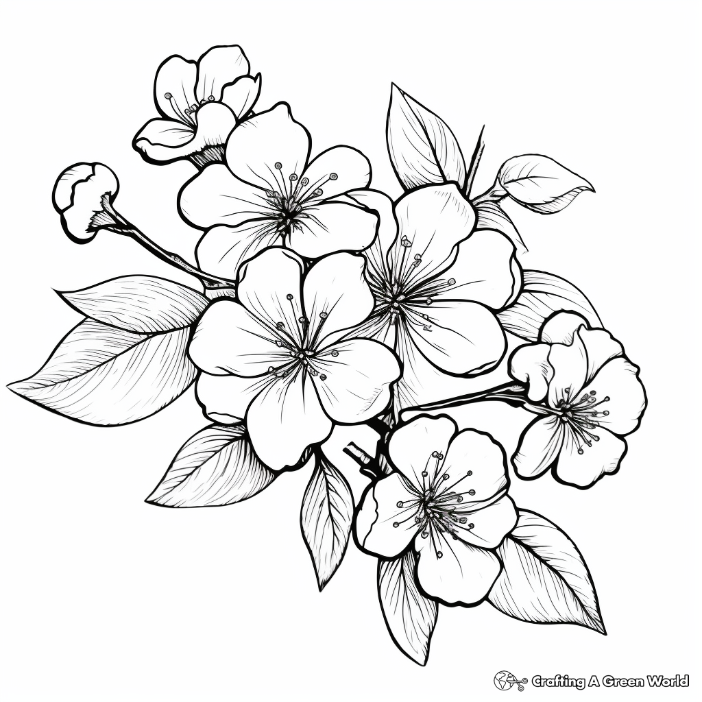 Beautiful Cherry Blossom Coloring Sheets 3