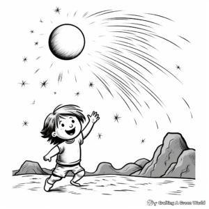 Beautiful Comet Over the Moon Coloring Pages 2
