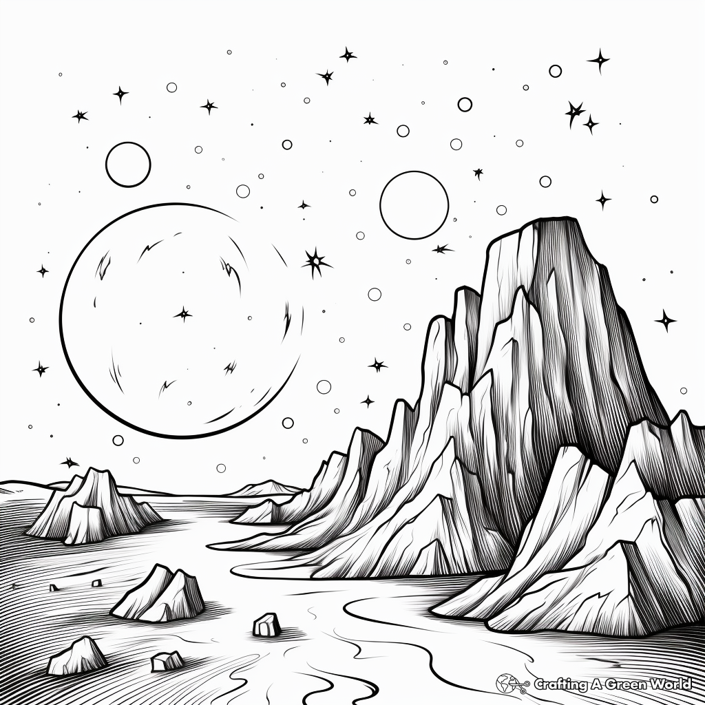 Beautiful Comet Over the Moon Coloring Pages 3