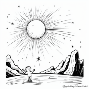 Beautiful Comet Over the Moon Coloring Pages 4