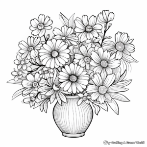 Beautiful Daisy Bouquet Coloring Pages 1