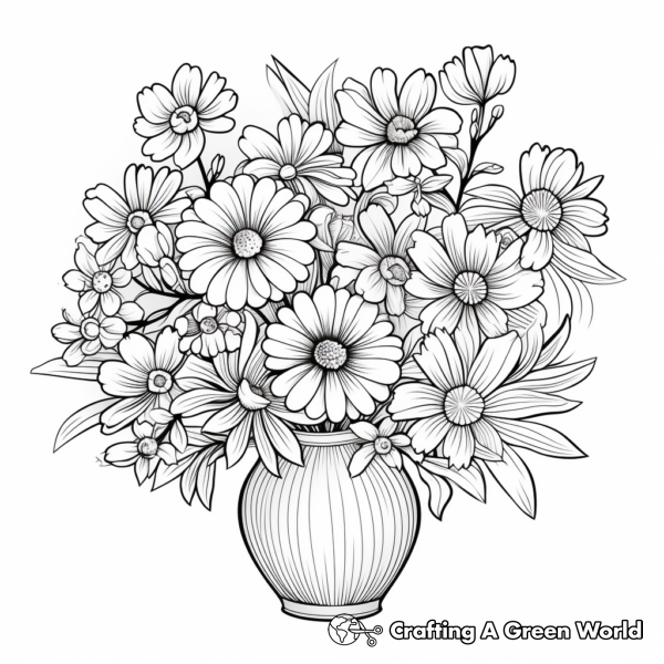 Beautiful Daisy Bouquet Coloring Pages 1