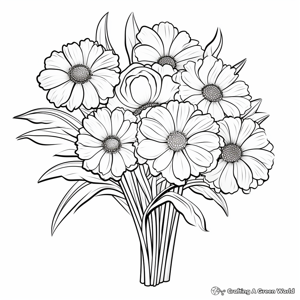 Beautiful Daisy Bouquet Coloring Pages 2