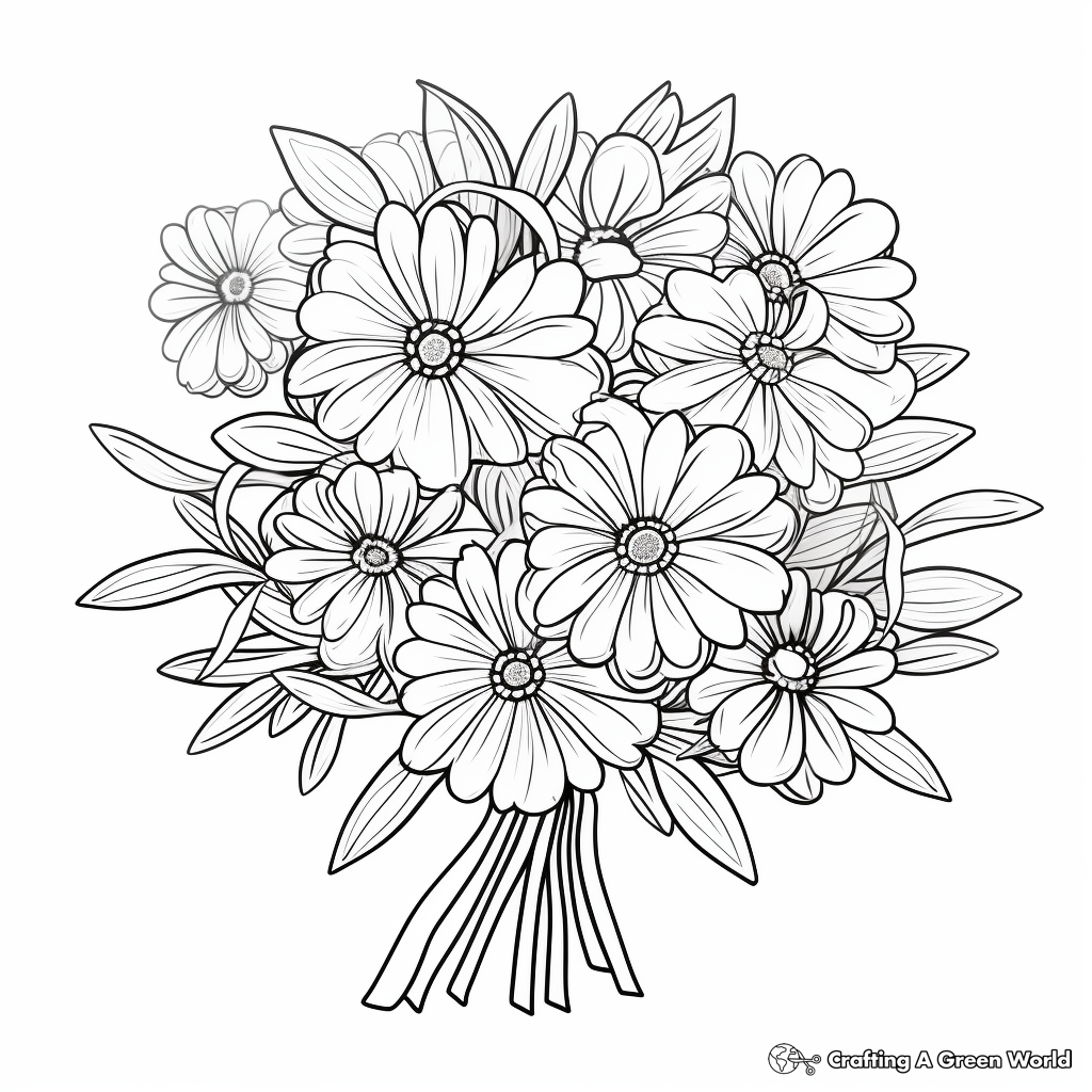 Beautiful Daisy Bouquet Coloring Pages 3
