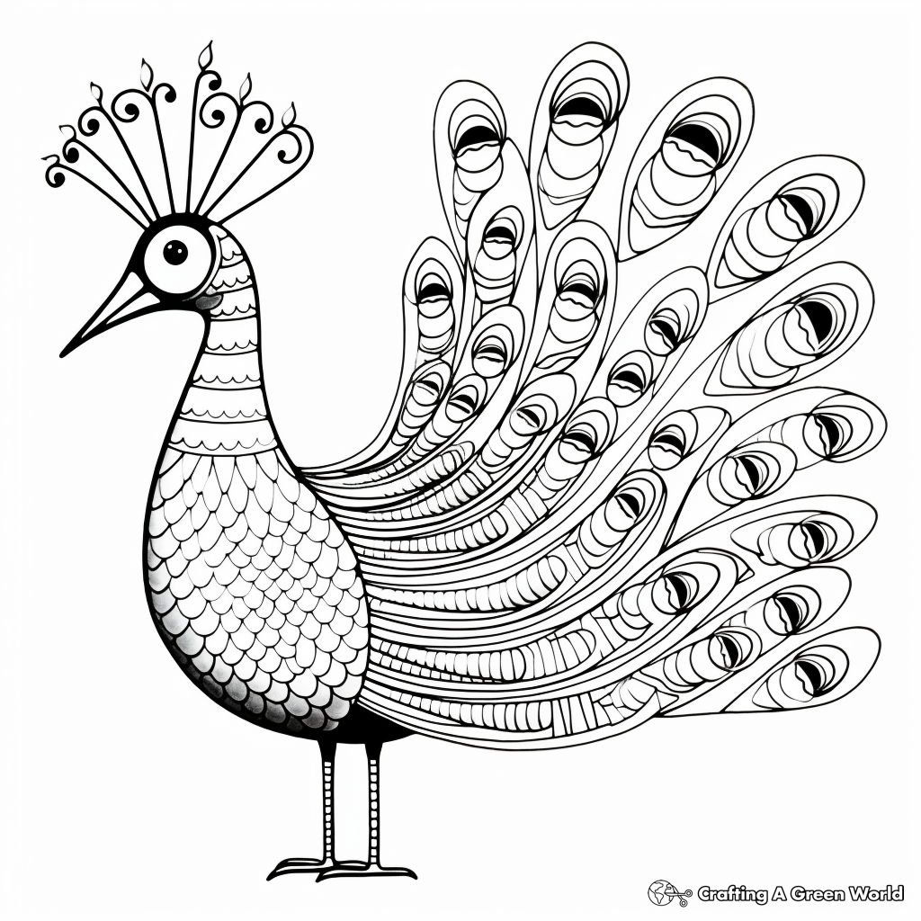 Beautiful Dance of Peacock Coloring Pages 3
