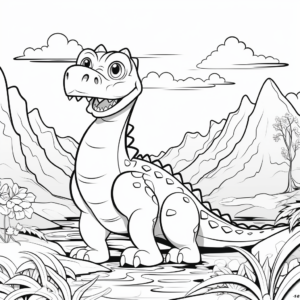 Beautiful Dinosaur Landscape Coloring Pages 2