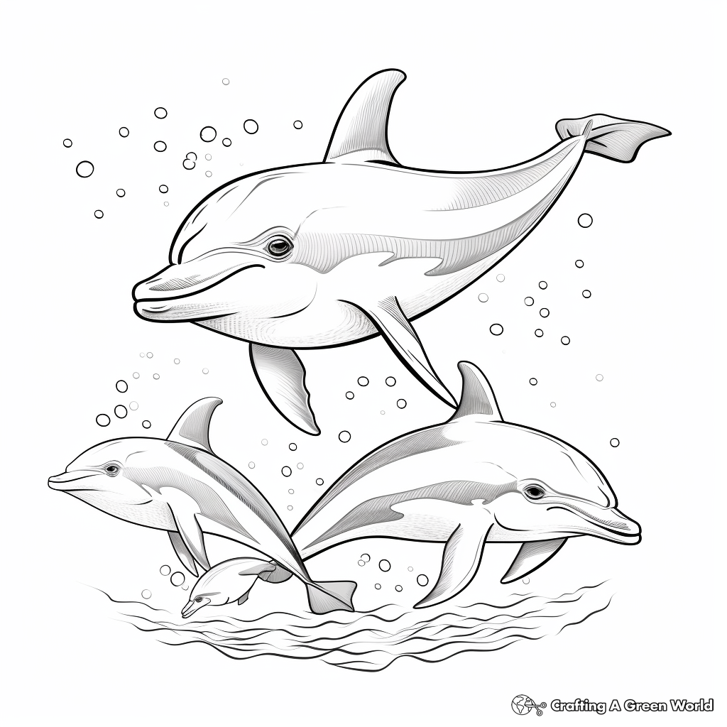 Beautiful Dolphin Family Coloring Pages 2