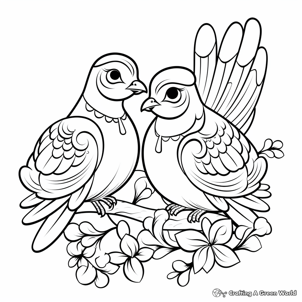 Beautiful Dove Wedding Theme Coloring Pages 1