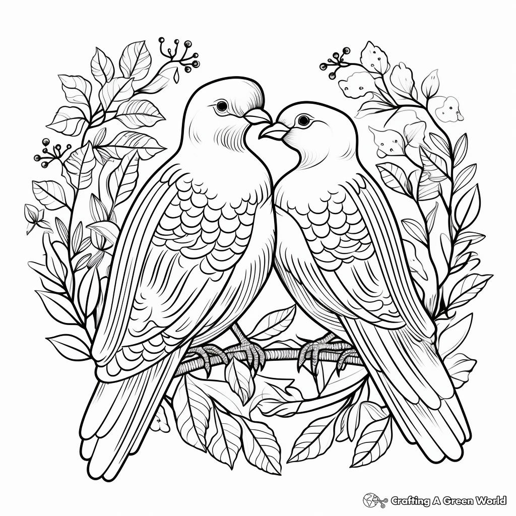 Beautiful Dove Wedding Theme Coloring Pages 2