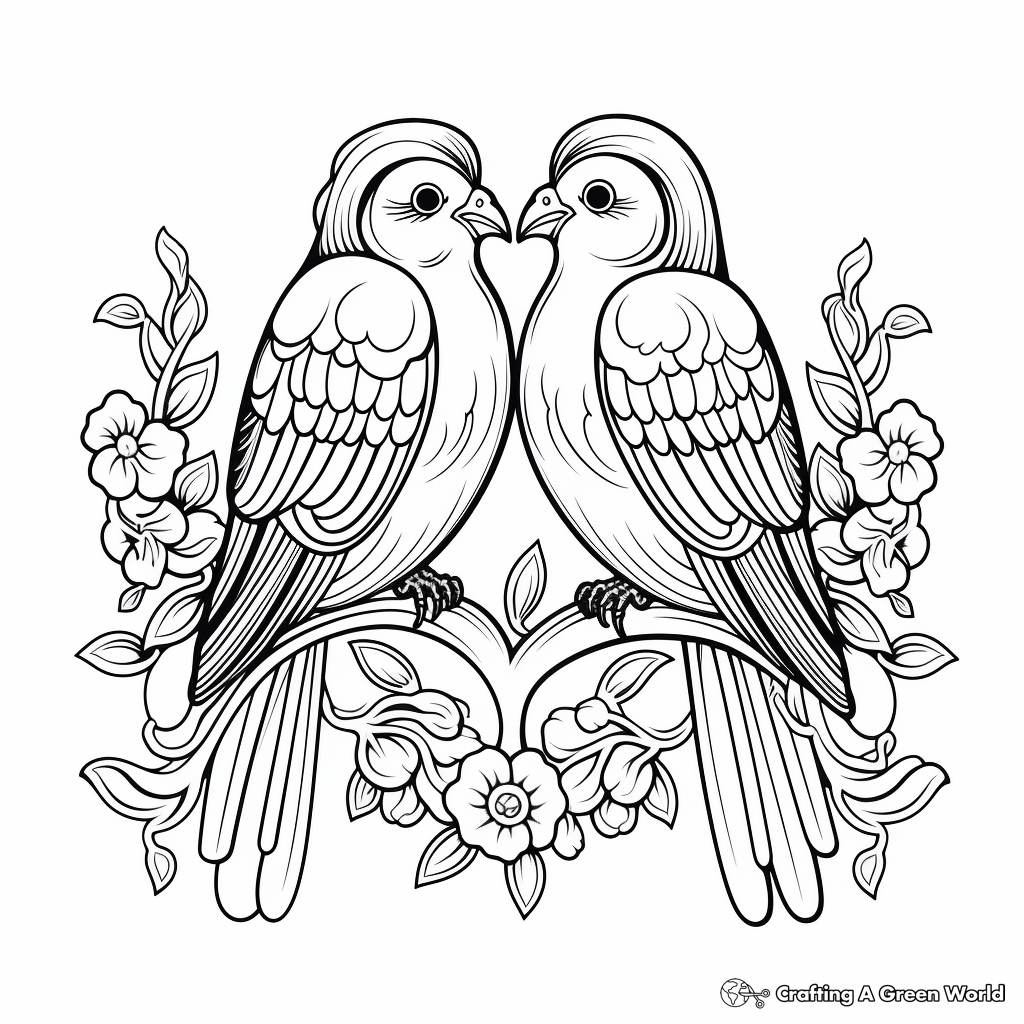 Beautiful Dove Wedding Theme Coloring Pages 4
