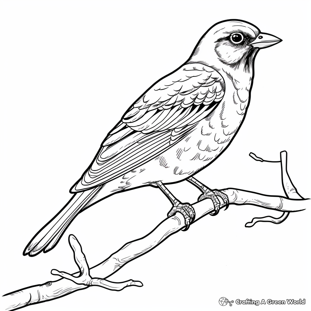 Beautiful Female Red-Winged Blackbird Coloring Pages 3