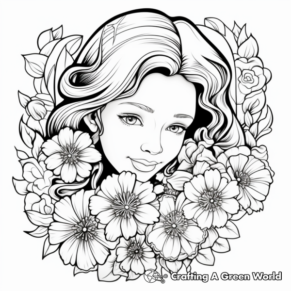 Beautiful Floral Design: Happy Birthday Mom Coloring Pages 1