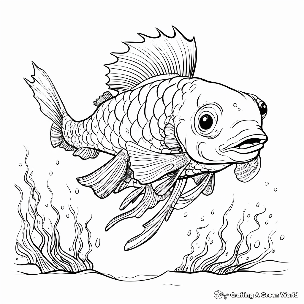 Beautiful Glowing Dragon Fish Coloring Pages 1