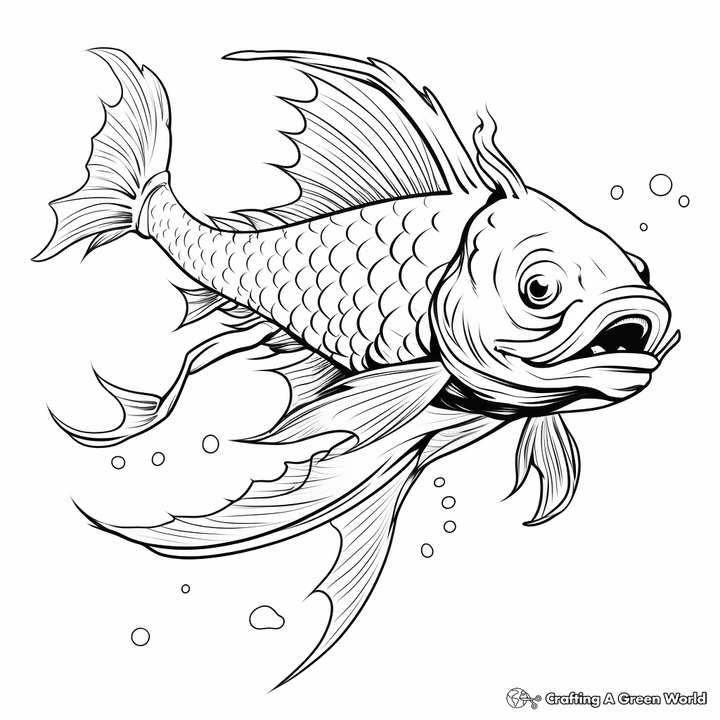Beautiful Glowing Dragon Fish Coloring Pages 4