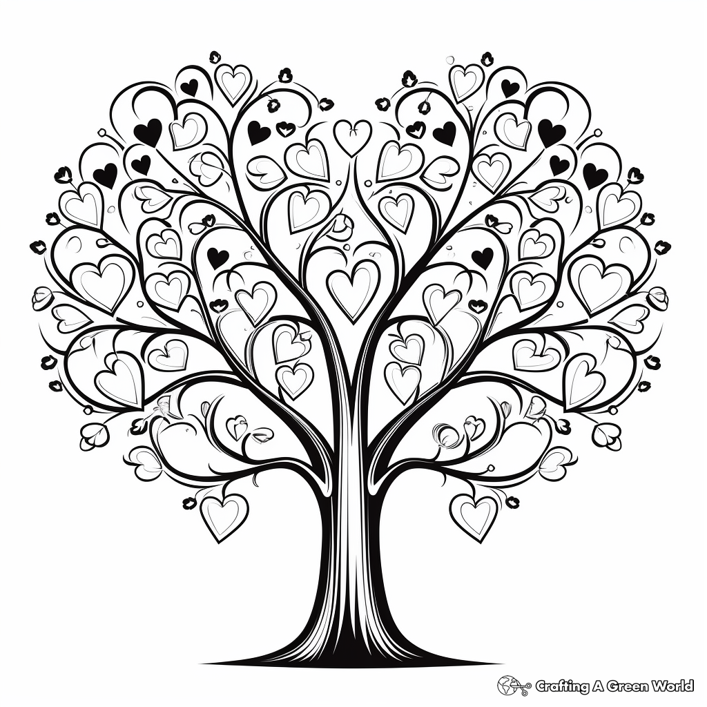 Beautiful Heart Tree Coloring Pages 1