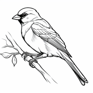 Beautiful House Sparrow Coloring Pages 4