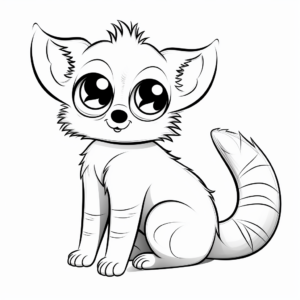 Beautiful Lemur with Big Eyes Coloring Pages 2