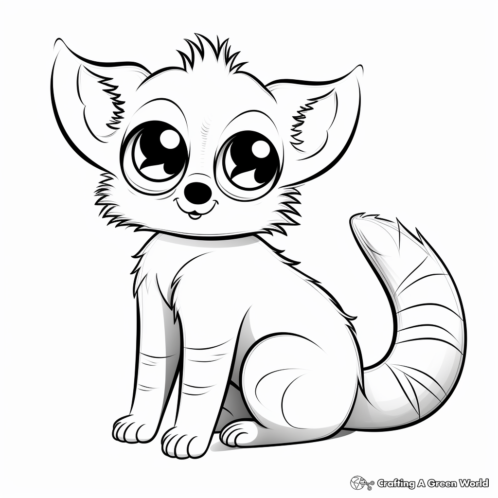 Beautiful Lemur with Big Eyes Coloring Pages 2