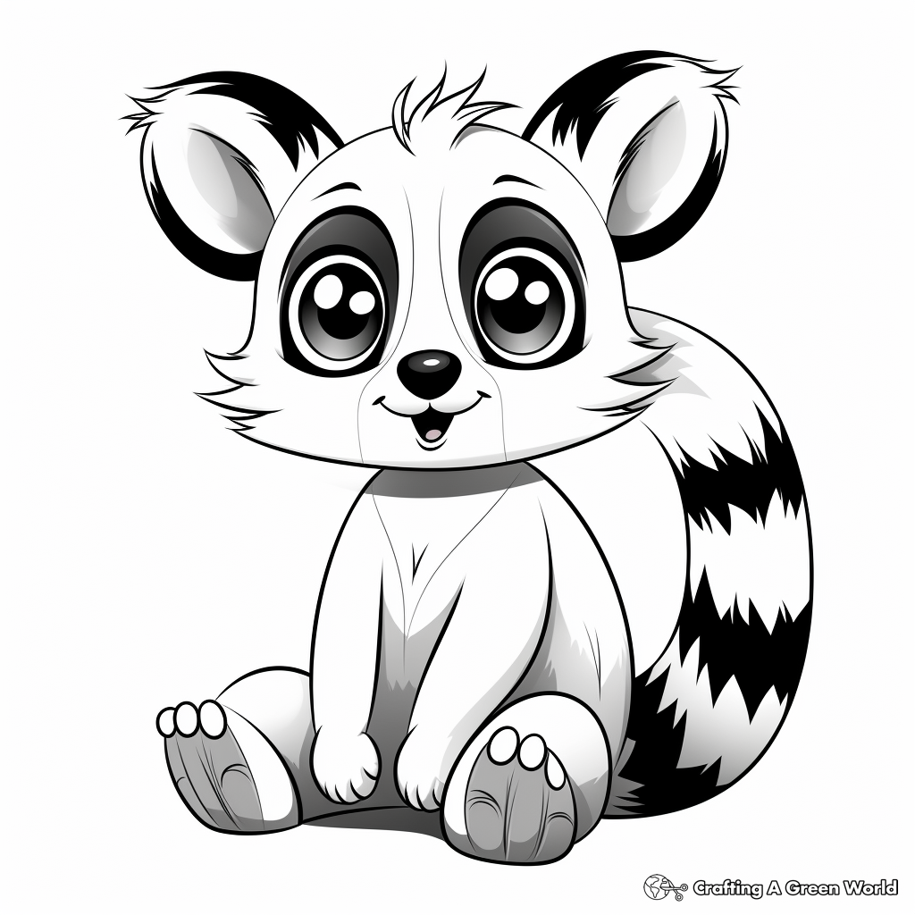 Beautiful Lemur with Big Eyes Coloring Pages 4