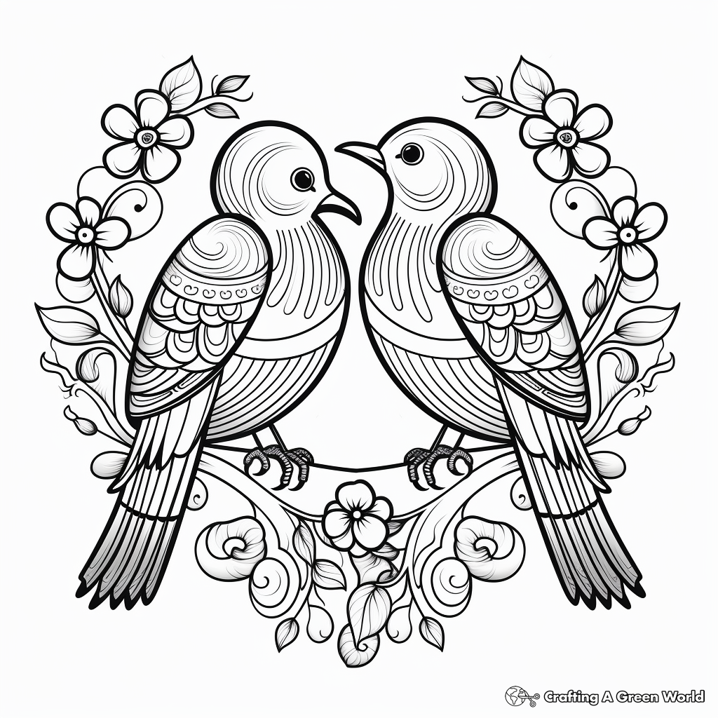 Beautiful Love Bird Mandala Coloring Pages 2