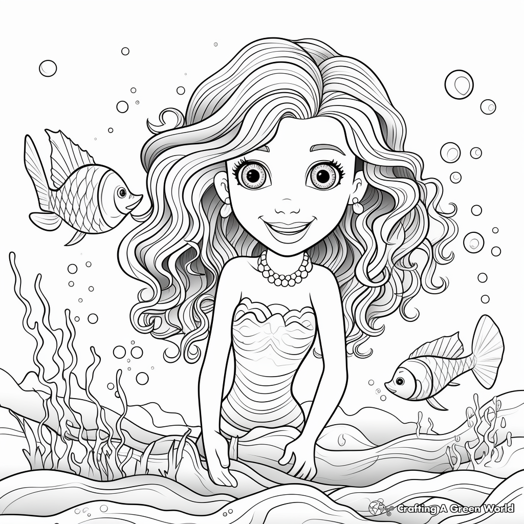 Beautiful Mermaid Coloring Pages for Girls 3