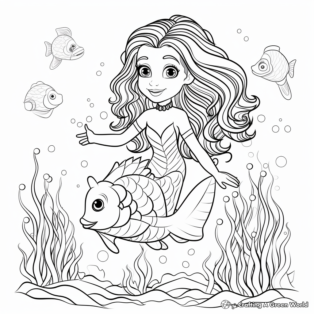 Beautiful Mermaid Coloring Pages for Girls 4
