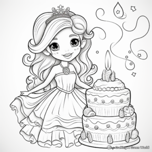 Beautiful Mermaid Princess Cake Coloring Pages 3