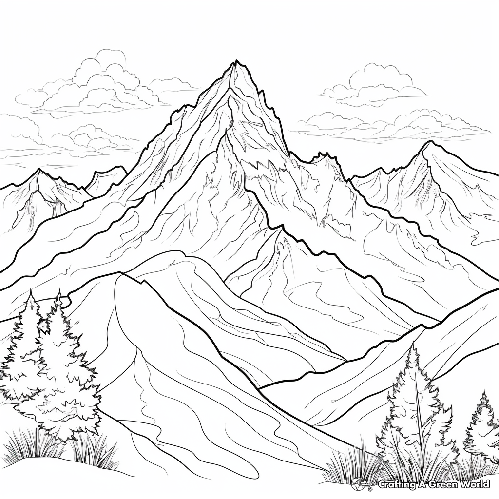 Beautiful Mountain Range Coloring Pages 4