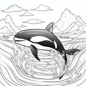 Beautiful Orca Whale and Bubbling Oceans: Scene Coloring Pages 2