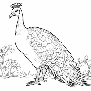 Beautiful Peacock and Peahen Coloring Pages 1